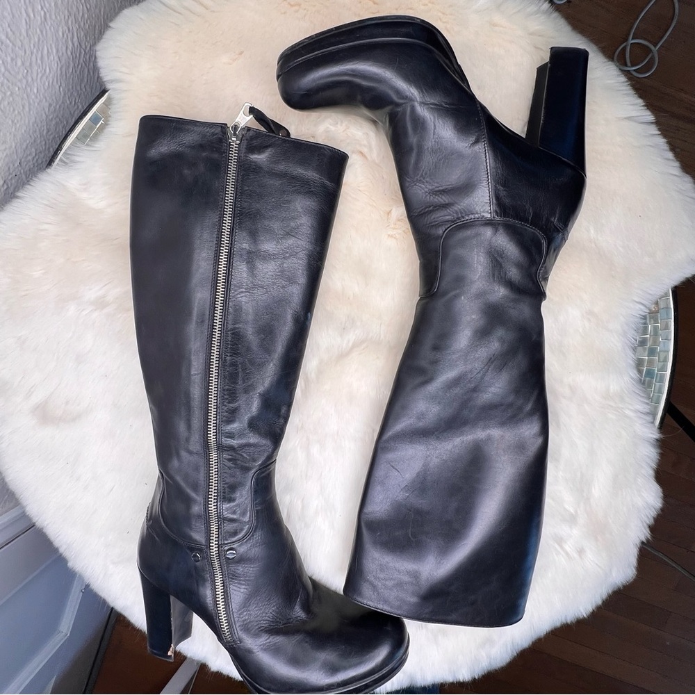 Alberto Fermani black leather tall high heel boot - Picture 13 of 13